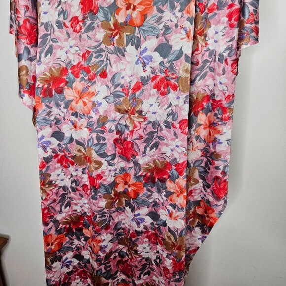 VTG 60s 70s Hawaiian Floral Kaftan Maxi Dress Mumuu Patio - Picture 10 of 14